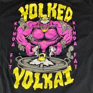 Kinda Fit Kinda Fat Shirt Mens XL Yokai Graphic Tee Black KFKF Gym Humor